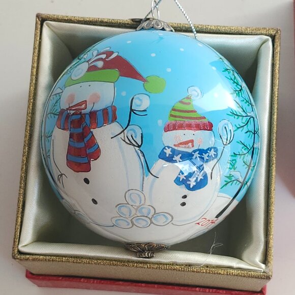 ADORABLE 2014 PIER 1 Snowman Bulb Ornament Li Bien Glass Bulb Ornament - Picture 2 of 6